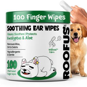 ROOFUS THE DOG Ear Wipes Gentle Pet Ear Cleaning Finger-0