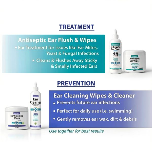 Curaseb Dog Cat Ear Wipes Cleans Deodorizes Vet Formulated-3