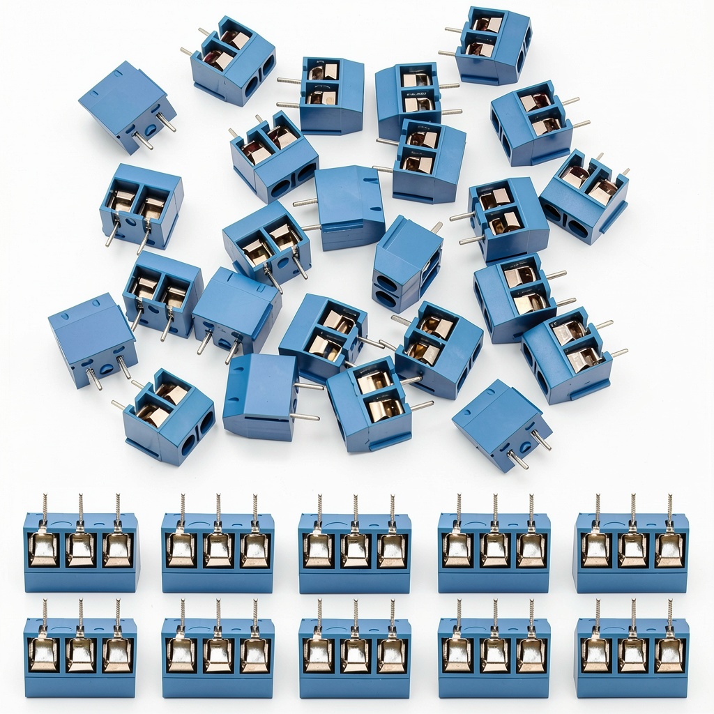 Installing KeeYees 2 Pin 3 Pin 5mm Terminal Blocks 10A 300V on a wooden desk