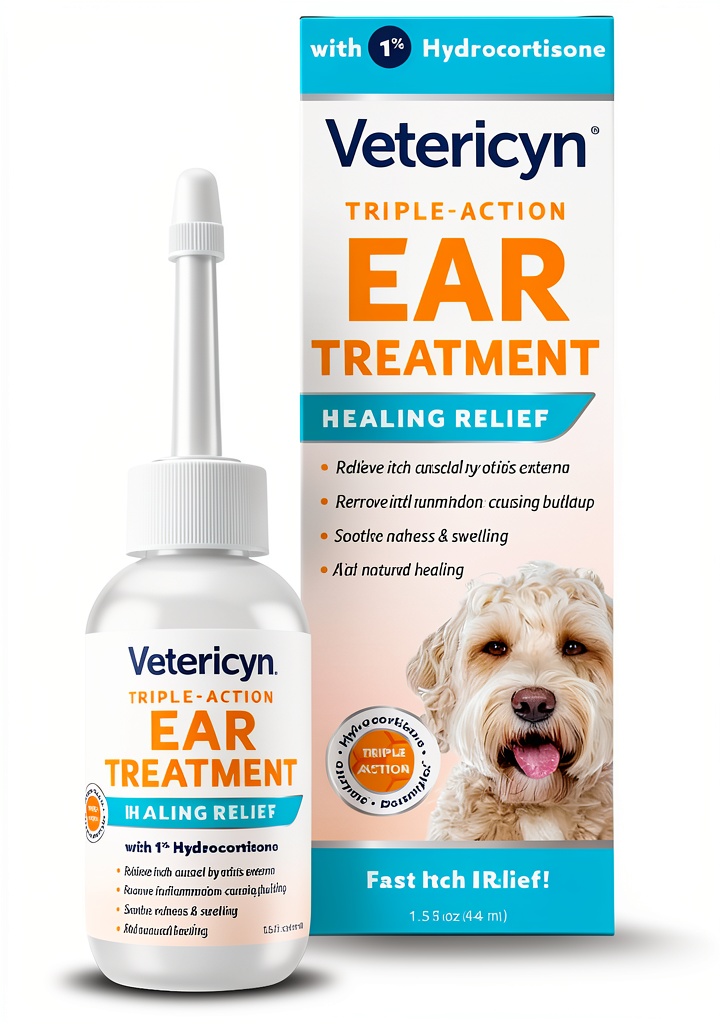 Applying Vetericyn ear treatment to a dog's ear