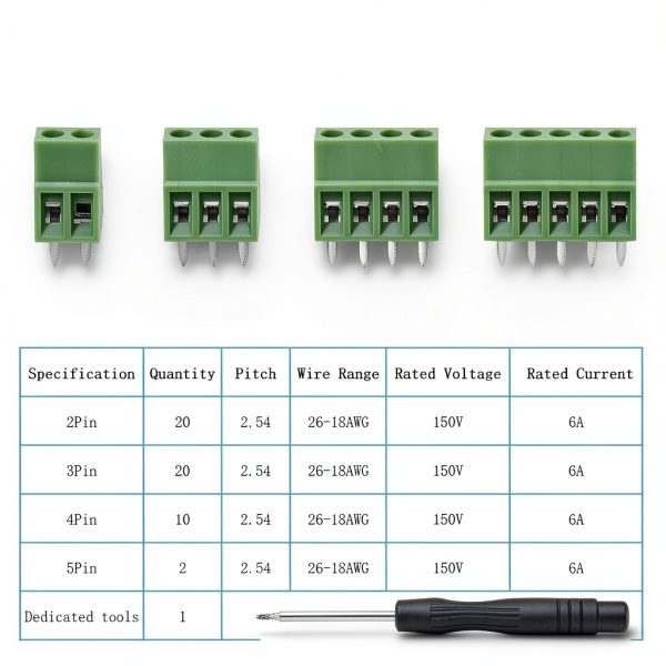 Minidodoca Terminal Block Connector 52pcs Kit 6A 150V-1