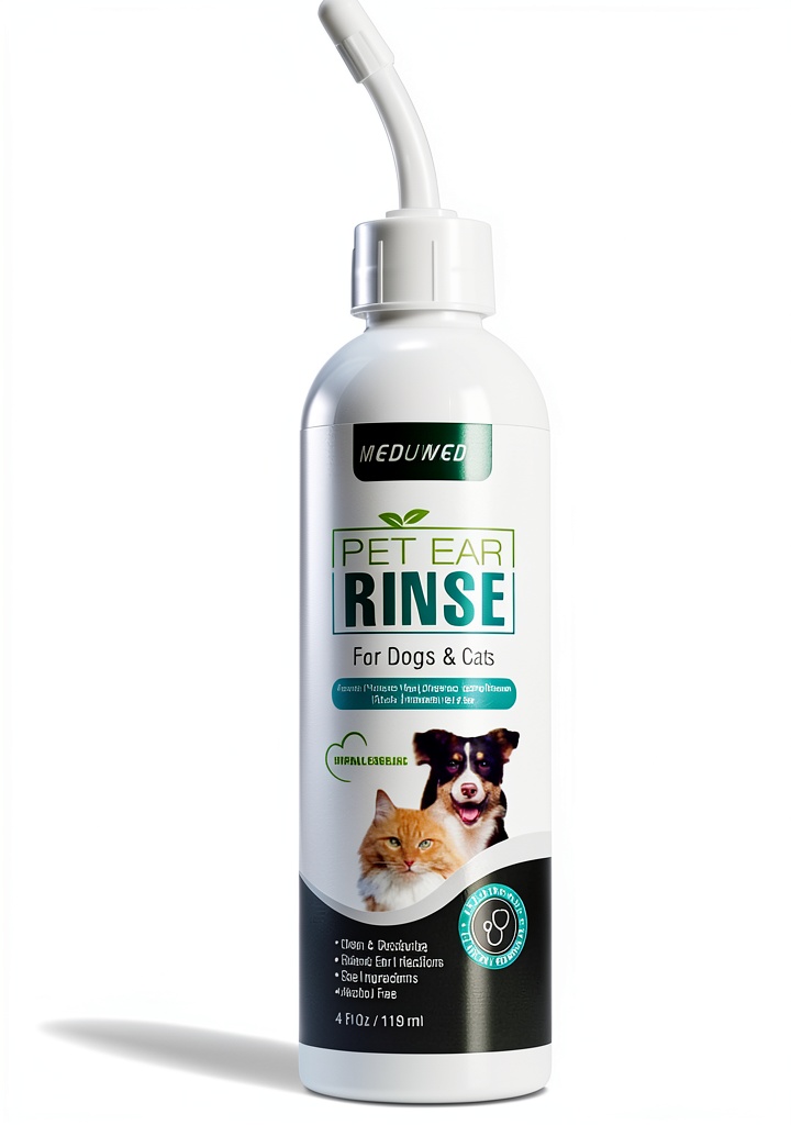 Applying MEDUWEDU ear cleaner to a dog's ear