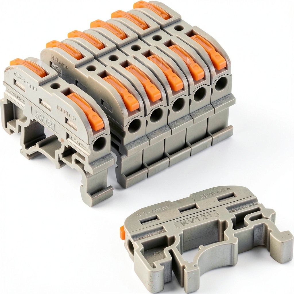 Installing JANDECCN DIN Rail Terminal Blocks Flame Retardant Industrial on a wooden desk