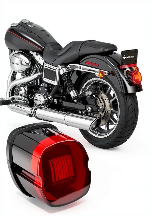 NTHREEAUTO Red Smoked LED Motorcycle Tail Light Strobe Brake 2008-2014-1