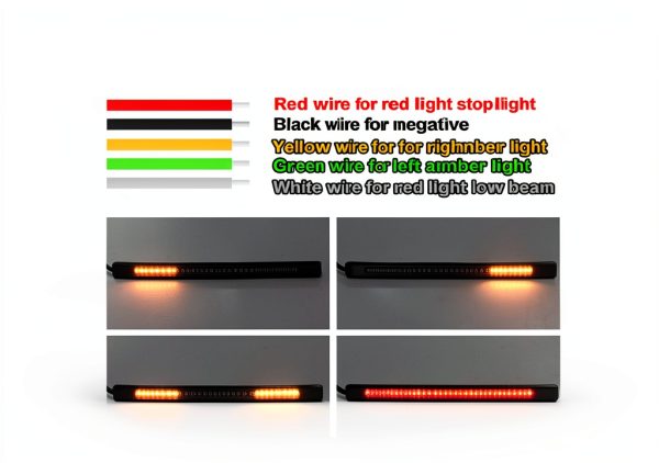 BLUERICE Motorcycle Tail Light Rear Amber LED Waterproof 20.5x1.3cm-2