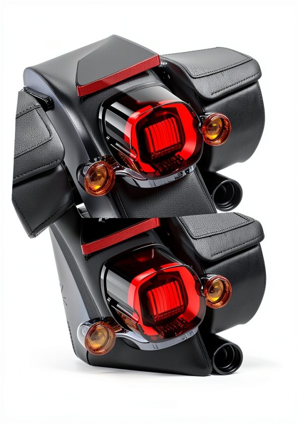 NTHREEAUTO Red Smoked LED Motorcycle Tail Light Strobe Brake 2008-2014-2
