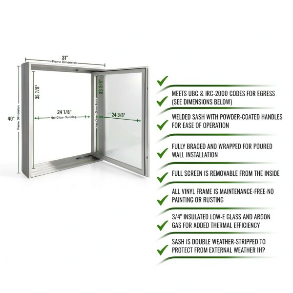 Egress Window Well Kit – Window Well Supply Argon Cover 42×36×60in-4
