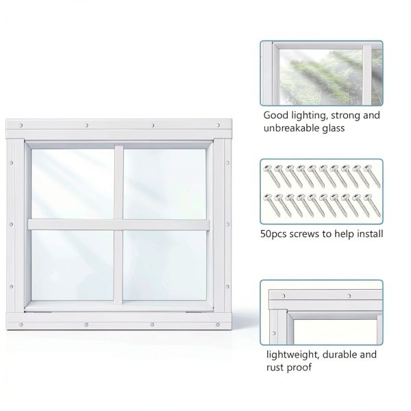 Shed Windows 2pcs 12x12 Inch Tempered Glass Casement Set with Screws-3