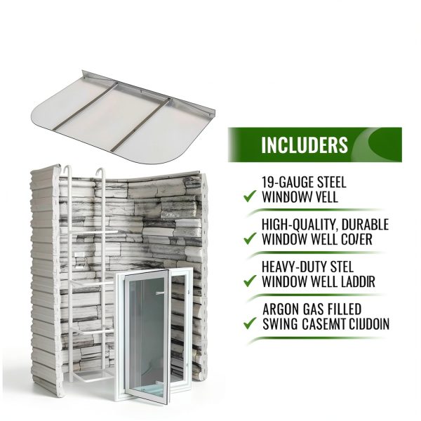 Egress Window Well Kit – Window Well Supply Argon Cover 42×36×60in-1