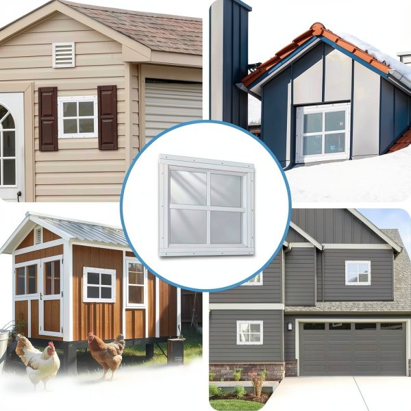 Shed Windows 2pcs 12x12 Inch Tempered Glass Casement Set with Screws-7