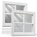 Shed Windows 2pcs 12x12 Inch Tempered Glass Casement Set with Screws-0