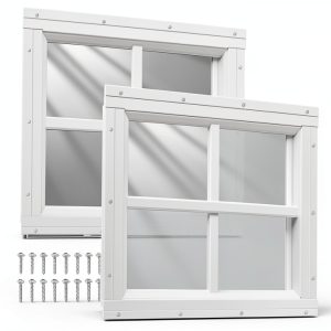 Shed Windows 2pcs 12x12 Inch Tempered Glass Casement Set with Screws-0
