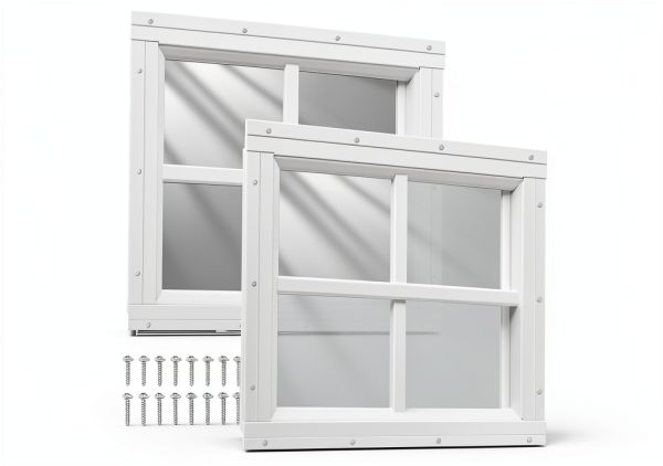 Shed Windows 2pcs 12x12 Inch Tempered Glass Casement Set with Screws-0