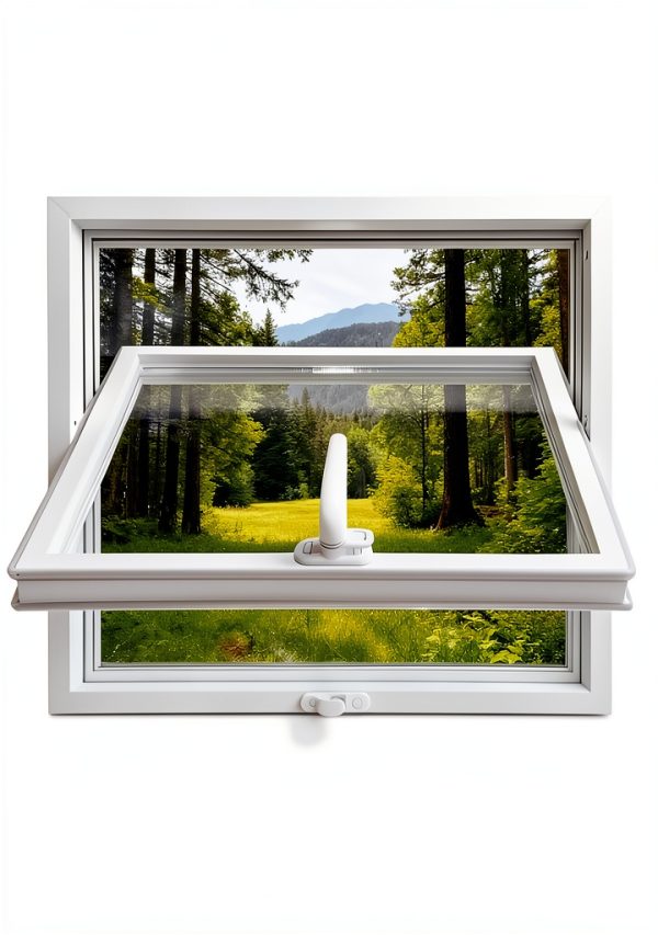 Windows for houses, 360° Rotatable Window, Tempered Glass Embedded Metal Frame Window for House, Garage, Bathroom, Basement, Office (White, 40 * 24in)-0
