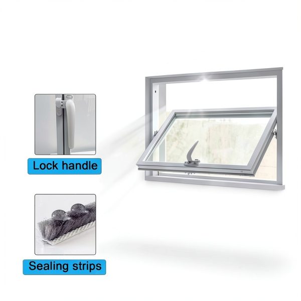 Windows for houses, 360° Rotatable Window, Tempered Glass Embedded Metal Frame Window for House, Garage, Bathroom, Basement, Office (White, 40 * 24in)-6