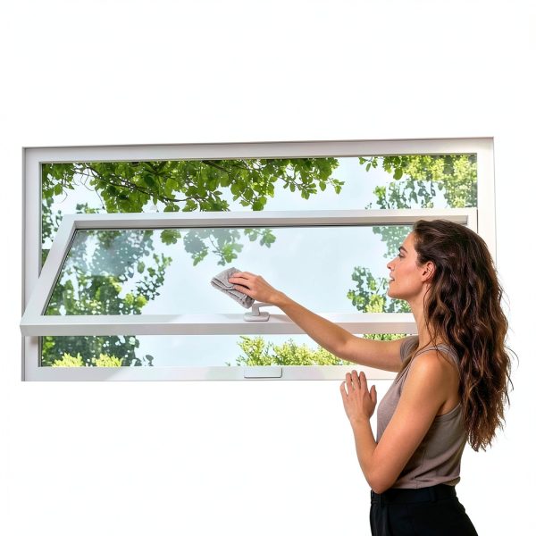 Windows for houses, 360° Rotatable Window, Tempered Glass Embedded Metal Frame Window for House, Garage, Bathroom, Basement, Office (White, 40 * 24in)-2