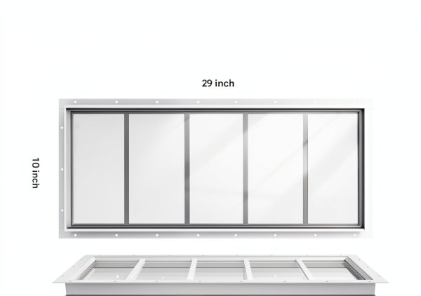 Transom Window AIRGBW Fixed Tempered 10x29in Shed and Garage-1