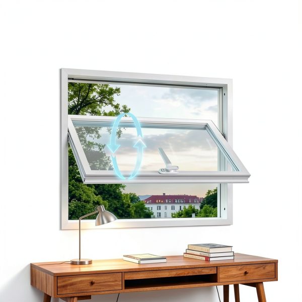 Windows for houses, 360° Rotatable Window, Tempered Glass Embedded Metal Frame Window for House, Garage, Bathroom, Basement, Office (White, 40 * 24in)-4